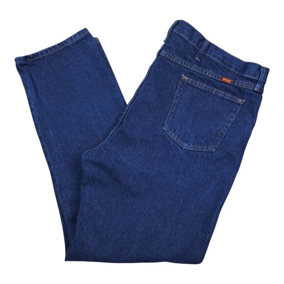 Rustler Classic Straight Blue Jeans Dark Wash Heavy Weight Denim Size 46 X 32 - Picture 1 of 7